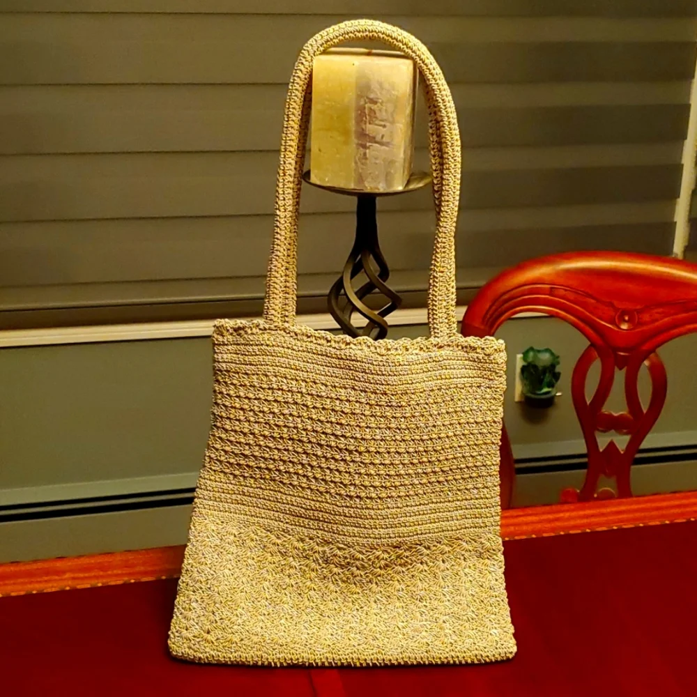 J. Jill Beige Woven Straw Satchel
